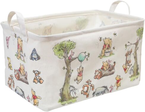 Rectangle Cute Bear Nursery Storage Basket With A Waterproof PE Coating, Foldable Large Canvas Laundry Hamper, Decorative Storage Baskets Suitable For Bathroom and Bedroom (White) in Kuwait