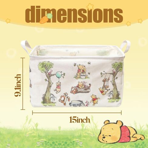 Rectangle Cute Bear Nursery Storage Basket With A Waterproof PE Coating, Foldable Large Canvas Laundry Hamper, Decorative Storage Baskets Suitable For Bathroom and Bedroom (White) in Kuwait