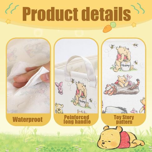 Rectangle Cute Bear Nursery Storage Basket With A Waterproof PE Coating, Foldable Large Canvas Laundry Hamper, Decorative Storage Baskets Suitable For Bathroom and Bedroom (White) in Kuwait