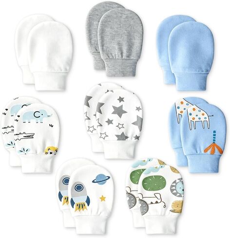 8 Pairs Baby Mittens No Scratch, Cotton Newborn Gloves Infant Mittens for 0-6 months in Kuwait