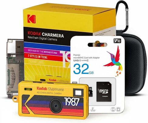 Kodak Charmera Keychain Camera (4 Items) | 1.6MP Keychain Camera, USB-C Rechargeable, Includes 32GB Microsd Plus Adapter, Card Reader and Protective Case in Kuwait
