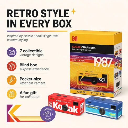 Kodak Charmera Keychain Camera (4 Items) | 1.6MP Keychain Camera, USB-C Rechargeable, Includes 32GB Microsd Plus Adapter, Card Reader and Protective Case in Kuwait