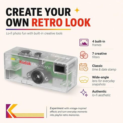 Kodak Charmera Keychain Camera (4 Items) | 1.6MP Keychain Camera, USB-C Rechargeable, Includes 32GB Microsd Plus Adapter, Card Reader and Protective Case in Kuwait