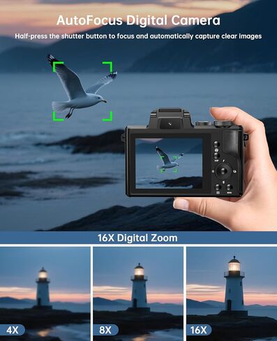 8K Digital Cameras for Photography, 88MP WiFi Professional Photography Camera with Dual-Lens for YouTube, 16X Zoom, Autofocus, SD Card, Lens Hood, Touch Screen, 2 Batteries & Charging Stand in Kuwait