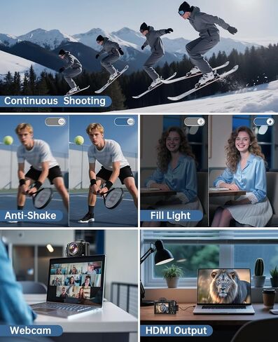 8K Digital Cameras for Photography, 88MP WiFi Professional Photography Camera with Dual-Lens for YouTube, 16X Zoom, Autofocus, SD Card, Lens Hood, Touch Screen, 2 Batteries & Charging Stand in Kuwait