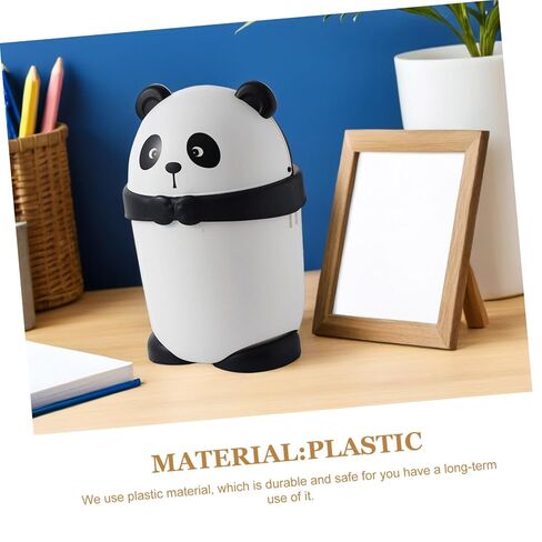 SUPVOX Cartoon Panda Trash Can with Lid, Tiny Plastic Wastebasket for ’ Room, Cute Mini Garbage Bin with Press Top, Household Desktop Trash Container for Bedroom and Office in Kuwait