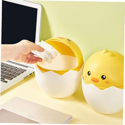 ABOOFAN Mini Flip Lid Cartoon Trash Can, Tiny Desktop Garbage Bucket with Lid for Home Bedroom Office, Compact Plastic Rubbish Container for Small Spaces in Kuwait