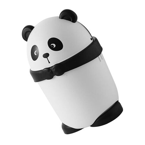 Mikikit Cartoon Mini Trash Can Cute Panda Garbage Bin with Lid Small Wastebasket for ’ Room Nursery Home Desktop Use in Kuwait