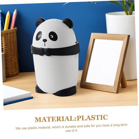 Mikikit Cartoon Mini Trash Can Cute Panda Garbage Bin with Lid Small Wastebasket for ’ Room Nursery Home Desktop Use in Kuwait