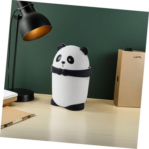 Mikikit Cartoon Mini Trash Can Cute Panda Garbage Bin with Lid Small Wastebasket for ’ Room Nursery Home Desktop Use in Kuwait