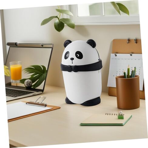 Mikikit Cartoon Mini Trash Can Cute Panda Garbage Bin with Lid Small Wastebasket for ’ Room Nursery Home Desktop Use in Kuwait