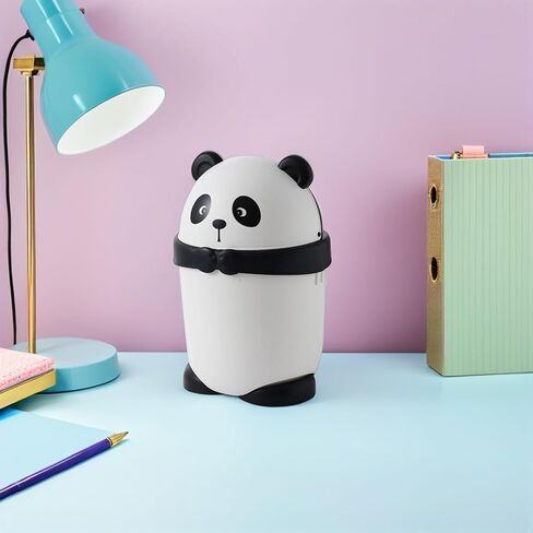 Mikikit Cartoon Mini Trash Can Cute Panda Garbage Bin with Lid Small Wastebasket for ’ Room Nursery Home Desktop Use in Kuwait