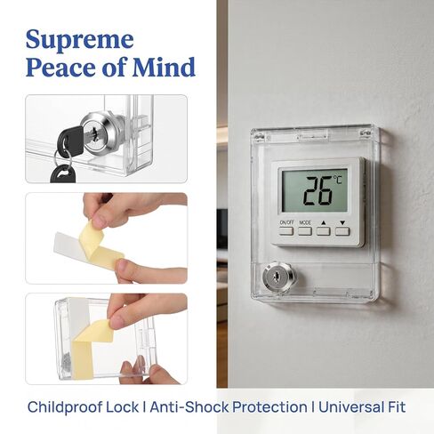 VOSAREA Wall Switch Guard Thermostat Lock Box with 2 Key Lockable Childproof Light Switch Plate Covers Protects Your Circuits (5.19X3.69X1.02in) in Kuwait