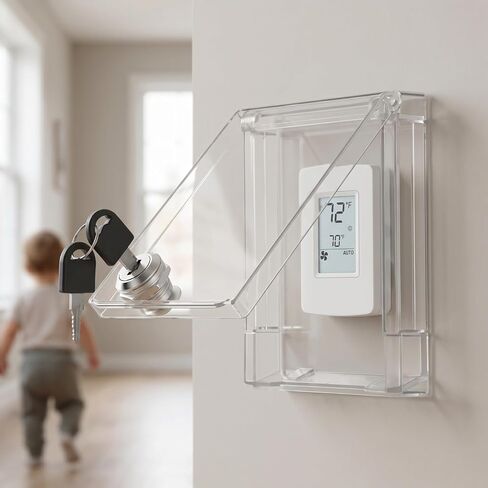 VOSAREA Wall Switch Guard Thermostat Lock Box with 2 Key Lockable Childproof Light Switch Plate Covers Protects Your Circuits (5.19X3.69X1.02in) in Kuwait