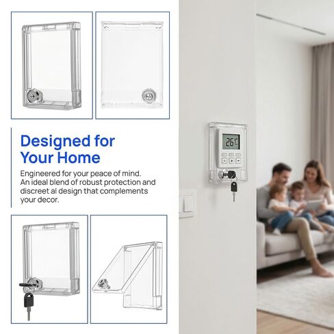 VOSAREA Wall Switch Guard Thermostat Lock Box with 2 Key Lockable Childproof Light Switch Plate Covers Protects Your Circuits (5.19X3.69X1.02in) in Kuwait