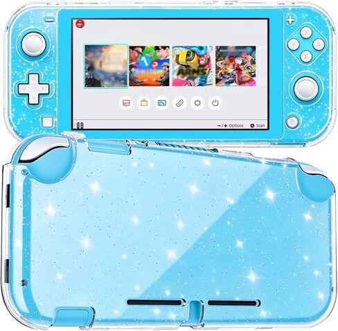 Protective Case for Nintendo Switch Lite, Clear Glitter Switch Lite Case Hard Front and Back Cover Full Protection Scratch-Resistant Slim Shell Preserves Original Color Sparkling, Glitter in Saudi Arabia