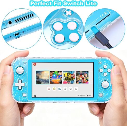Protective Case for Nintendo Switch Lite, Clear Glitter Switch Lite Case Hard Front and Back Cover Full Protection Scratch-Resistant Slim Shell Preserves Original Color Sparkling, Glitter in Saudi Arabia