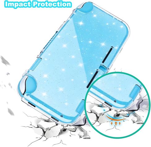 Protective Case for Nintendo Switch Lite, Clear Glitter Switch Lite Case Hard Front and Back Cover Full Protection Scratch-Resistant Slim Shell Preserves Original Color Sparkling, Glitter in Saudi Arabia