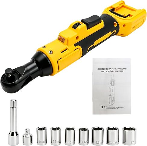 3/8" Cordless Ratchet Wrench,Compatible with DEWALT 20V MAX Battery,73.6 Ft-Lbs (100N.m) Brushless Electric Wrench Ratchet with Variable Speed Trigger,7 Sockets,1/4" Adaptor,3" Extension Bar in Kuwait