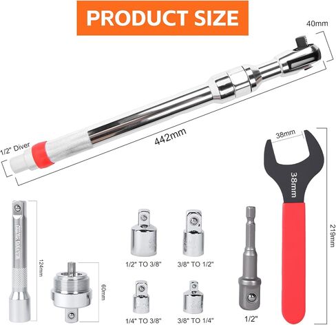 10 PCS Heavy Duty Offset Extension Wrench Set, 1/2" Drive Ratchet Extension Tool with Quick Change Adapter, Long Reach Wrench for Tight Spaces, Automotive Repair and Maintenance in Kuwait
