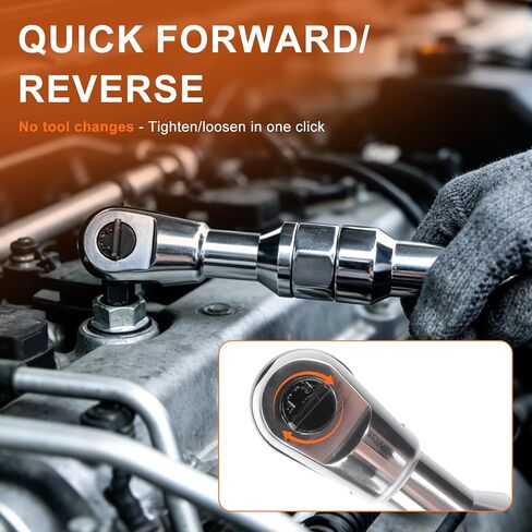 10 PCS Heavy Duty Offset Extension Wrench Set, 1/2" Drive Ratchet Extension Tool with Quick Change Adapter, Long Reach Wrench for Tight Spaces, Automotive Repair and Maintenance in Kuwait