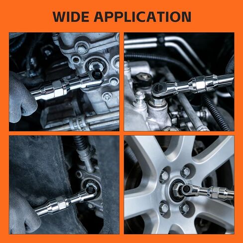 10 PCS Heavy Duty Offset Extension Wrench Set, 1/2" Drive Ratchet Extension Tool with Quick Change Adapter, Long Reach Wrench for Tight Spaces, Automotive Repair and Maintenance in Kuwait