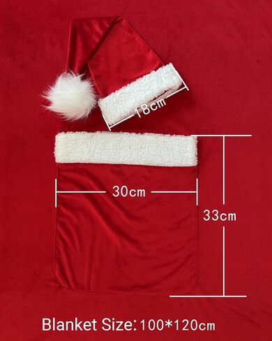 Christmas Newborn Phography Props Blanket Set, Baby Boy Girl Photo Outfit | 47.24"x" 39.37 Bean Bag Blanket with Pocket & Santa Hat for Infant PhotoShoot & Milestone in Kuwait