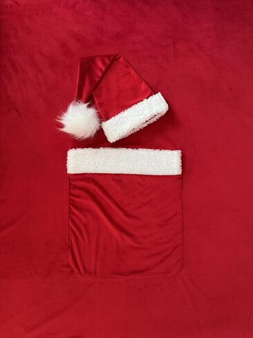 Christmas Newborn Phography Props Blanket Set, Baby Boy Girl Photo Outfit | 47.24"x" 39.37 Bean Bag Blanket with Pocket & Santa Hat for Infant PhotoShoot & Milestone in Kuwait