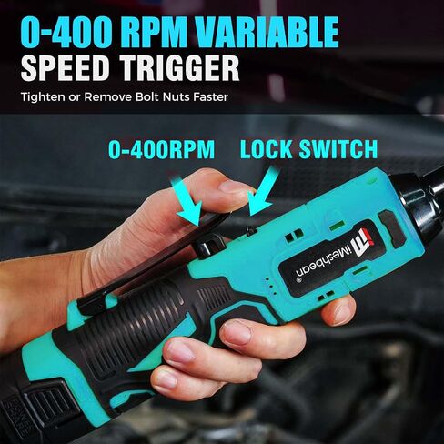 3/8" Cordless Electric Ratchet Wrench,18V 45 ft-lbs (60Nm) High Torque Power Right Angle Ratchet Tool Kit with 2×2.0Ah Batteries,Variable Speed Trigger,Fast Charger,10–17mm Sockets,Extension rod in Kuwait
