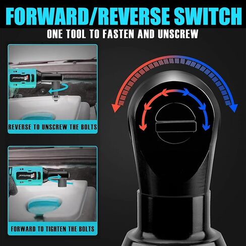 3/8" Cordless Electric Ratchet Wrench,18V 45 ft-lbs (60Nm) High Torque Power Right Angle Ratchet Tool Kit with 2×2.0Ah Batteries,Variable Speed Trigger,Fast Charger,10–17mm Sockets,Extension rod in Kuwait