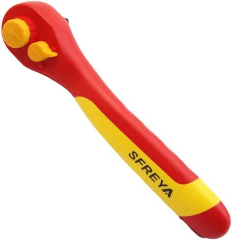 F820108, 3/8Inch Drive 1000V Insulated Ratchet Wrench, VDE GS Certified IEC 60900, meets ASTM Standards, Reversible Quick Release, Chrome Vanadium Steel, Safety Hand Tool for Electricians in Kuwait