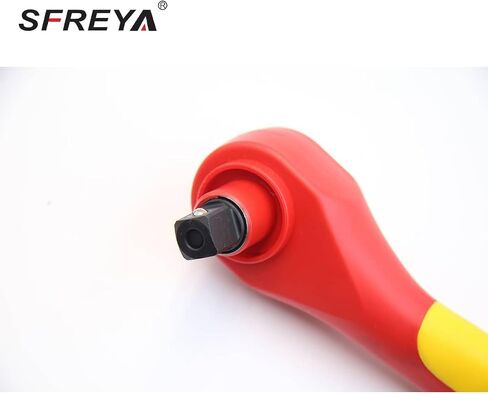 F820108, 3/8Inch Drive 1000V Insulated Ratchet Wrench, VDE GS Certified IEC 60900, meets ASTM Standards, Reversible Quick Release, Chrome Vanadium Steel, Safety Hand Tool for Electricians in Kuwait