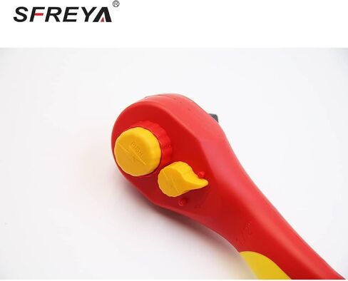F820108, 3/8Inch Drive 1000V Insulated Ratchet Wrench, VDE GS Certified IEC 60900, meets ASTM Standards, Reversible Quick Release, Chrome Vanadium Steel, Safety Hand Tool for Electricians in Kuwait
