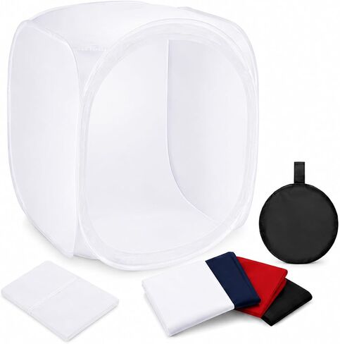 24x24 Photo Studio Light Box with 4 Backdrops | Foldable 24x24" photography tent with 4 backdrops and soft light diffusion for glare-free product photography. in Kuwait