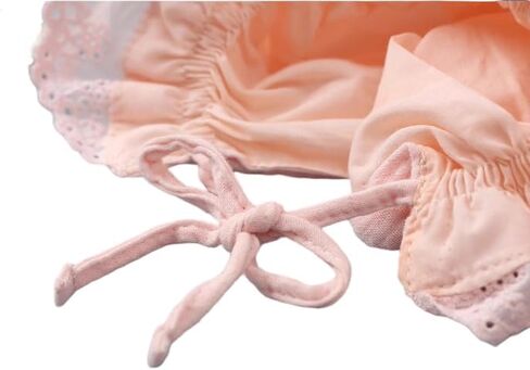 Babygirls Soft Cotton Muslin-Bonnet - Vintage Lace Ruffle Newborn Sun Protection Hat Adjustable Chin in Kuwait