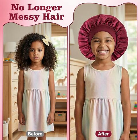 6 PCS Satin Bonnet Kids Set, Toddler Bonnet, Silk Sleep Cap, 6 Color | Kids Bonnet Bulk, Soft Kid Hair Bonnet for Sleeping, Girls Toddler, Curly Hair and Braids in Kuwait
