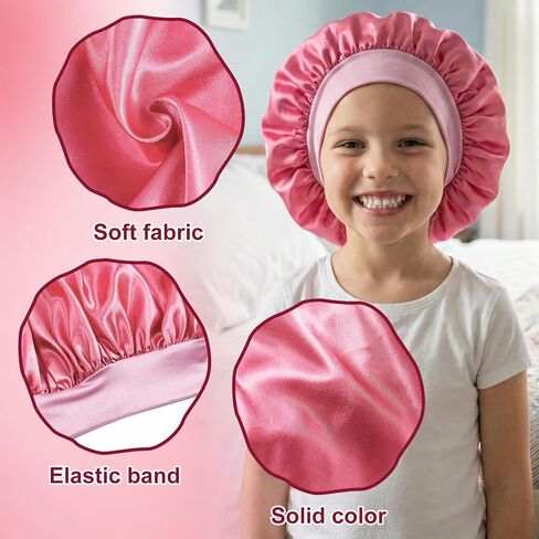 6 PCS Satin Bonnet Kids Set, Toddler Bonnet, Silk Sleep Cap, 6 Color | Kids Bonnet Bulk, Soft Kid Hair Bonnet for Sleeping, Girls Toddler, Curly Hair and Braids in Kuwait