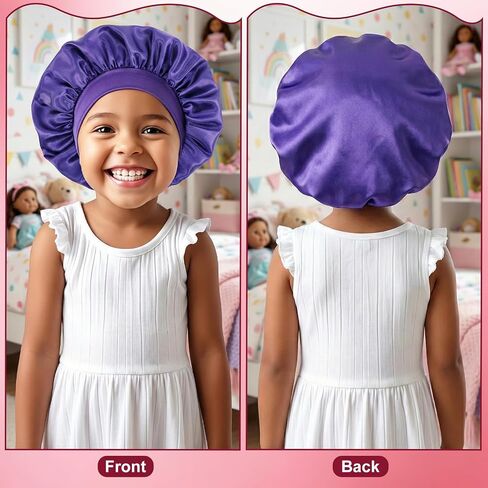 6 PCS Satin Bonnet Kids Set, Toddler Bonnet, Silk Sleep Cap, 6 Color | Kids Bonnet Bulk, Soft Kid Hair Bonnet for Sleeping, Girls Toddler, Curly Hair and Braids in Kuwait