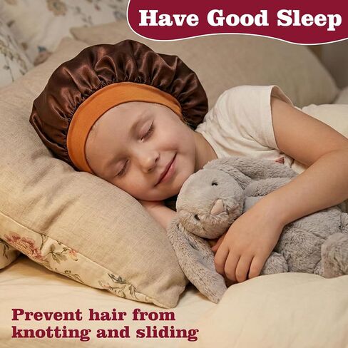 6 PCS Satin Bonnet Kids Set, Toddler Bonnet, Silk Sleep Cap, 6 Color | Kids Bonnet Bulk, Soft Kid Hair Bonnet for Sleeping, Girls Toddler, Curly Hair and Braids in Kuwait
