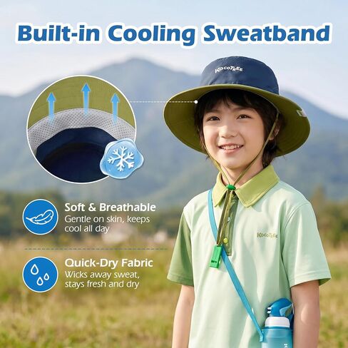KOCOTREE Baby Sun Hat, Full Sun Protection Toddler Bucket Hat, Kids Sun Hat with Cooling Sweatband in Kuwait
