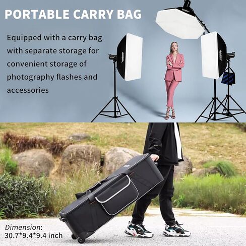 2Pack Godox SK400II Studio Flash Kit for Photography,2.4G 800Ws Professional Bowens Mount Strobe Lighting Set with Softbox,Stands,Trigger,Carry Bag,Umbrella for Product Portrait Photography in Kuwait