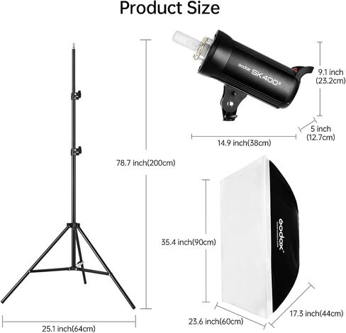 2Pack Godox SK400II Studio Flash Kit for Photography,2.4G 800Ws Professional Bowens Mount Strobe Lighting Set with Softbox,Stands,Trigger,Carry Bag,Umbrella for Product Portrait Photography in Kuwait