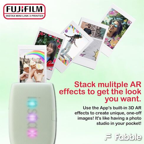 Fujifilm Instax Mini Link 3 Smartphone Printer – Sage Green Bundle with a Matching Protective Case, Twin Pack Instant Film (20 Sheets), Hanging Photo Frames, and Premium Microfiber Cleaning Cloth in Kuwait