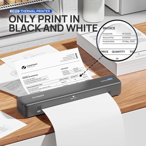 POLONO Portable Printer Wireless for Travel, D810 Bluetooth Thermal Printer Support for 8.5"x11" US Letter, Inkless Compatible with iOS, Android, Laptop for Office, Car and Home, Grey in Kuwait