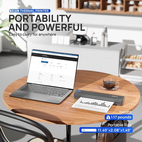 POLONO Portable Printer Wireless for Travel, D810 Bluetooth Thermal Printer Support for 8.5"x11" US Letter, Inkless Compatible with iOS, Android, Laptop for Office, Car and Home, Grey in Kuwait