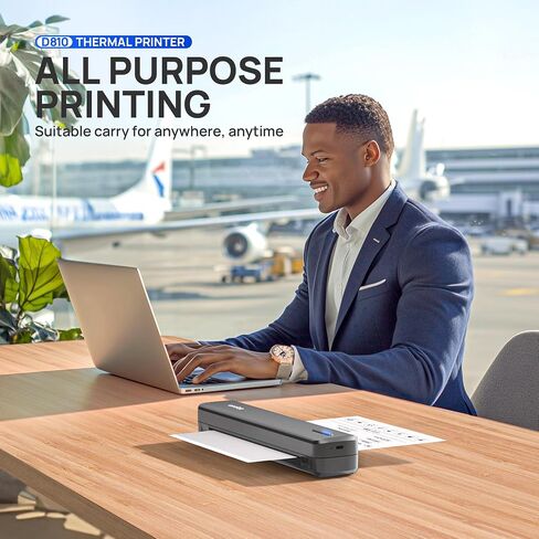 POLONO Portable Printer Wireless for Travel, D810 Bluetooth Thermal Printer Support for 8.5"x11" US Letter, Inkless Compatible with iOS, Android, Laptop for Office, Car and Home, Grey in Kuwait