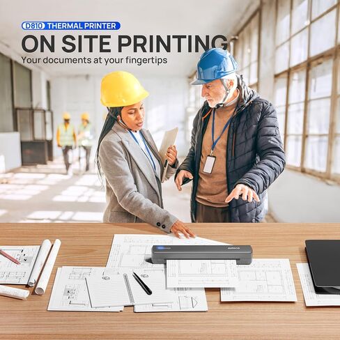 POLONO Portable Printer Wireless for Travel, D810 Bluetooth Thermal Printer Support for 8.5"x11" US Letter, Inkless Compatible with iOS, Android, Laptop for Office, Car and Home, Grey in Kuwait