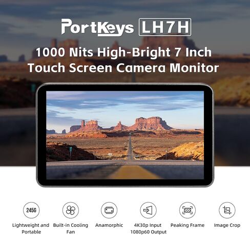 Portkeys LH7H Camera Field Monitor 7" 1000nit Touch Screen Freeze Frame FHD 1080P60 3D LUT ARR1 False Color for DSLR (White) in Kuwait