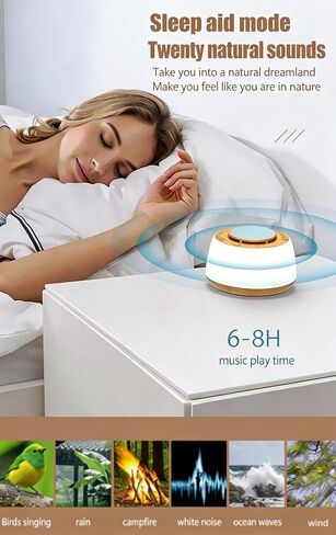 BYH White Noise Machine with Bluetooth 5.3 Speaker, 20 Soothing Sounds Sleep Aid Machine with LED Night Light & Timer, Portable Rechargeable Sleep Sound Machine for Home Travel in Kuwait
