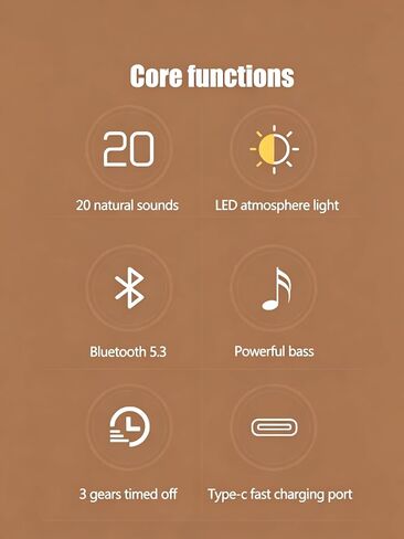 BYH White Noise Machine with Bluetooth 5.3 Speaker, 20 Soothing Sounds Sleep Aid Machine with LED Night Light & Timer, Portable Rechargeable Sleep Sound Machine for Home Travel in Kuwait